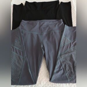 Bundle Athleta Black and VS Gray Mesh Panel Leggings Sz medium